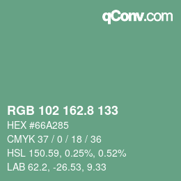 カラーコード: RGB 102 162.8 133 | qconv.com