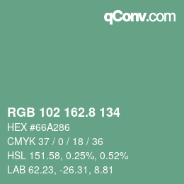 カラーコード: RGB 102 162.8 134 | qconv.com