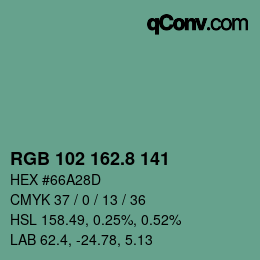 カラーコード: RGB 102 162.8 141 | qconv.com