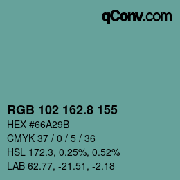 Color code: RGB 102 162.8 155 | qconv.com