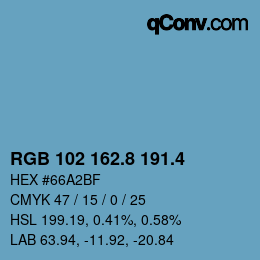 カラーコード: RGB 102 162.8 191.4 | qconv.com