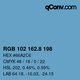 カラーコード: RGB 102 162.8 198 | qconv.com