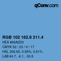 カラーコード: RGB 102 162.8 211.4 | qconv.com