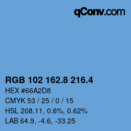 カラーコード: RGB 102 162.8 216.4 | qconv.com