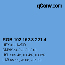 カラーコード: RGB 102 162.8 221.4 | qconv.com
