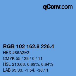カラーコード: RGB 102 162.8 226.4 | qconv.com