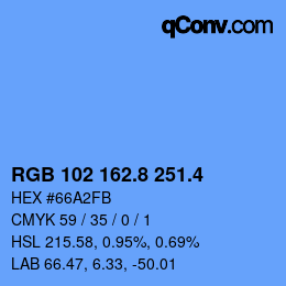 カラーコード: RGB 102 162.8 251.4 | qconv.com