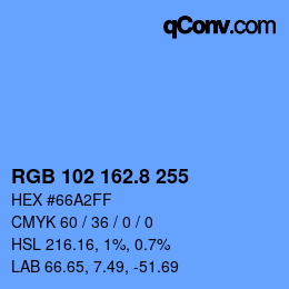 Code couleur: RGB 102 162.8 255 | qconv.com