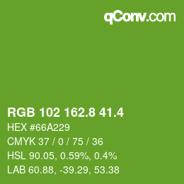 カラーコード: RGB 102 162.8 41.4 | qconv.com