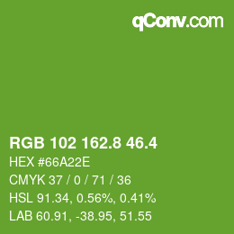 カラーコード: RGB 102 162.8 46.4 | qconv.com