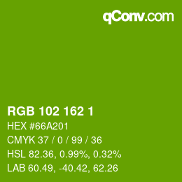 Farbcode: RGB 102 162 1 | qconv.com