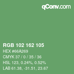 Farbcode: RGB 102 162 105 | qconv.com