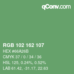 Color code: RGB 102 162 107 | qconv.com