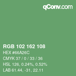 Color code: RGB 102 162 108 | qconv.com