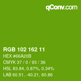 Color code: RGB 102 162 11 | qconv.com