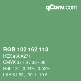 Color code: RGB 102 162 113 | qconv.com
