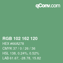 Color code: RGB 102 162 120 | qconv.com
