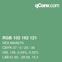 Color code: RGB 102 162 121 | qconv.com