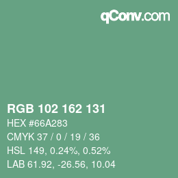 Color code: RGB 102 162 131 | qconv.com