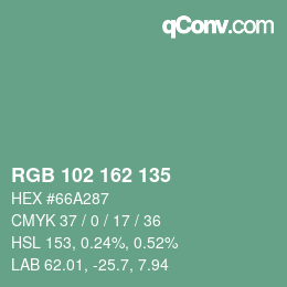 Color code: RGB 102 162 135 | qconv.com