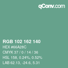 Color code: RGB 102 162 140 | qconv.com