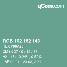 Color code: RGB 102 162 143 | qconv.com