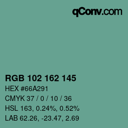 Color code: RGB 102 162 145 | qconv.com