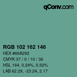 Color code: RGB 102 162 146 | qconv.com