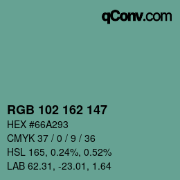 Color code: RGB 102 162 147 | qconv.com