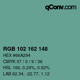 Color code: RGB 102 162 148 | qconv.com