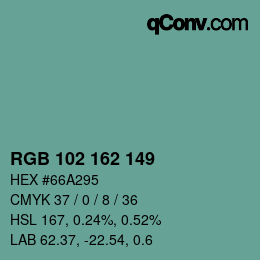 Color code: RGB 102 162 149 | qconv.com
