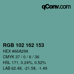 Color code: RGB 102 162 153 | qconv.com