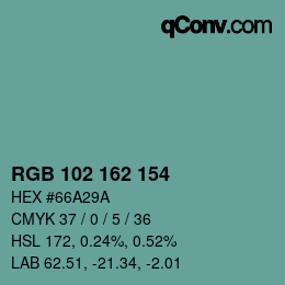 Color code: RGB 102 162 154 | qconv.com