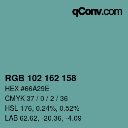 Color code: RGB 102 162 158 | qconv.com