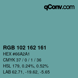 Color code: RGB 102 162 161 | qconv.com
