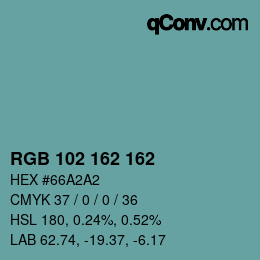 Color code: RGB 102 162 162 | qconv.com