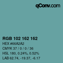 Code couleur: RGB 102 162 162 | qconv.com