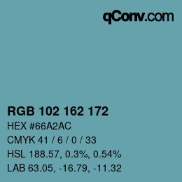 カラーコード: RGB 102 162 172 | qconv.com