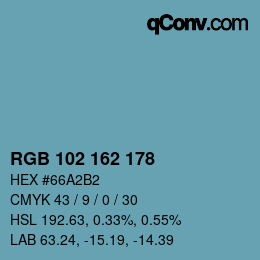 Color code: RGB 102 162 178 | qconv.com