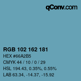 Color code: RGB 102 162 181 | qconv.com