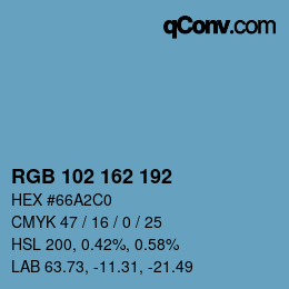 カラーコード: RGB 102 162 192 | qconv.com