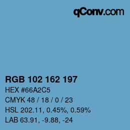 Color code: RGB 102 162 197 | qconv.com