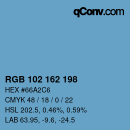 Color code: RGB 102 162 198 | qconv.com