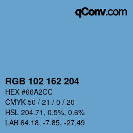 カラーコード: RGB 102 162 204 | qconv.com