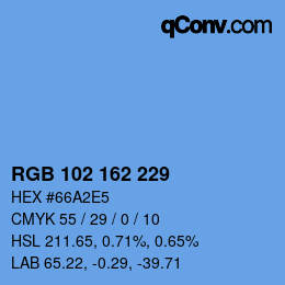 カラーコード: RGB 102 162 229 | qconv.com
