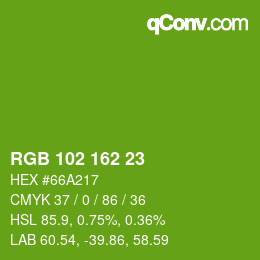 カラーコード: RGB 102 162 23 | qconv.com