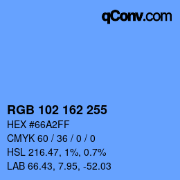 Color code: RGB 102 162 255 | qconv.com