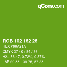 Color code: RGB 102 162 26 | qconv.com