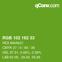 Color code: RGB 102 162 33 | qconv.com