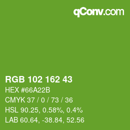 Color code: RGB 102 162 43 | qconv.com